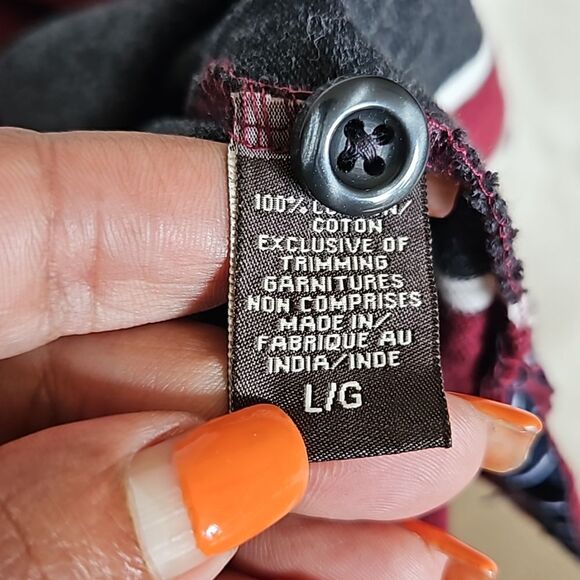 Denver Hayes Men's Polo Long Sleeves Cotton Shirt Large Burgundy/White LG - Picture 8 of 16